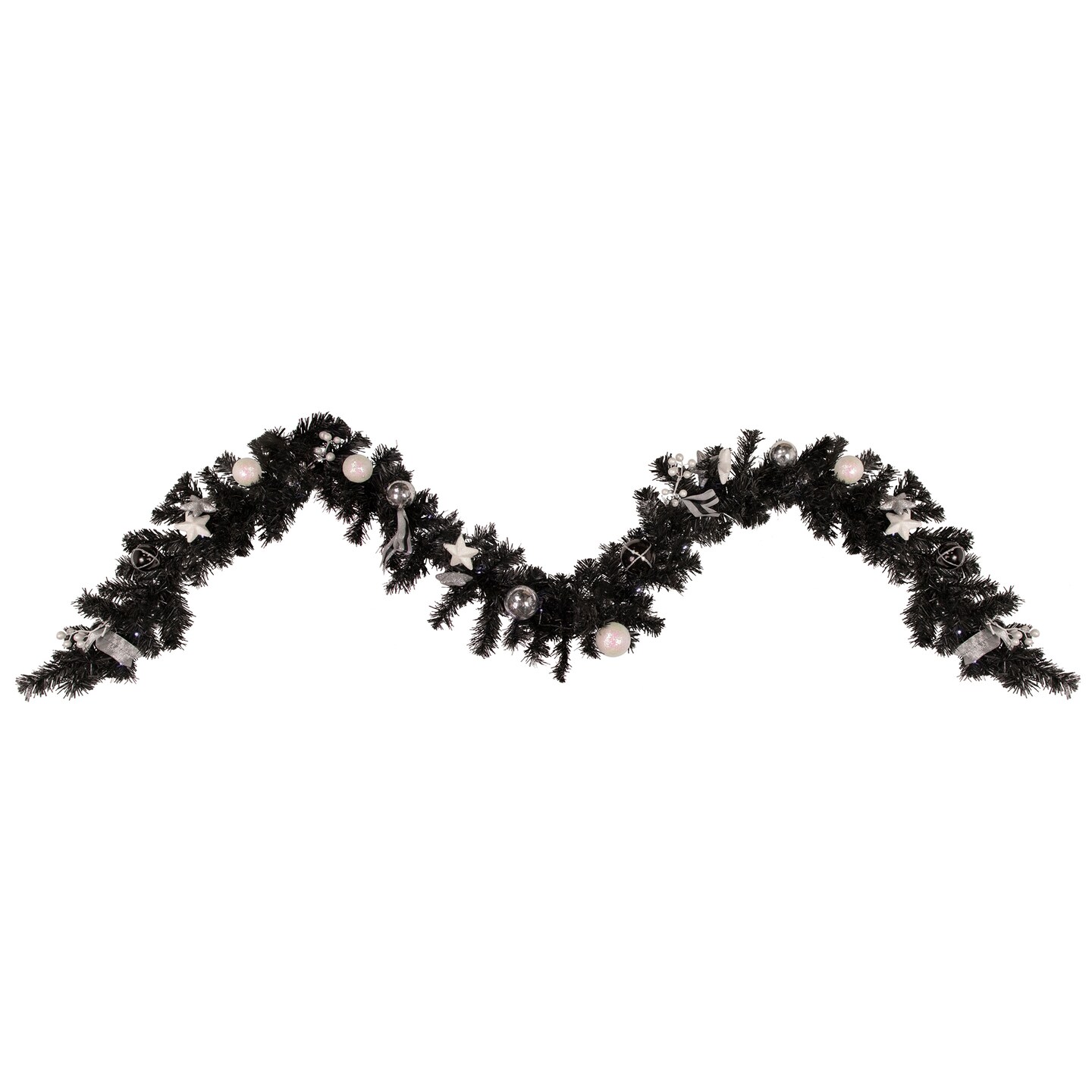 Northlight Pre-Lit Battery Operated Black Pine Artificial Christmas Garland - 9&#x27; x 6&#x22; -  Cool White LED Lights