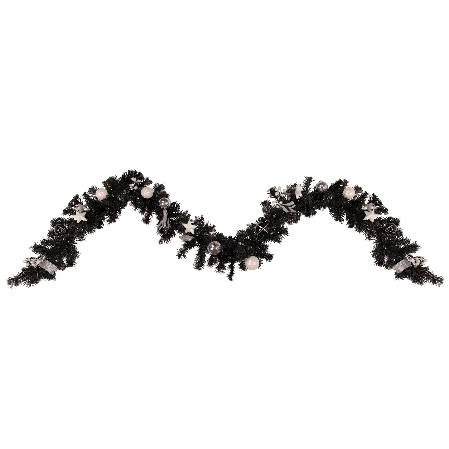 Northlight Pre-Lit Battery Operated Black Pine Artificial Christmas Garland - 9' x 6" - Cool White LED Lights