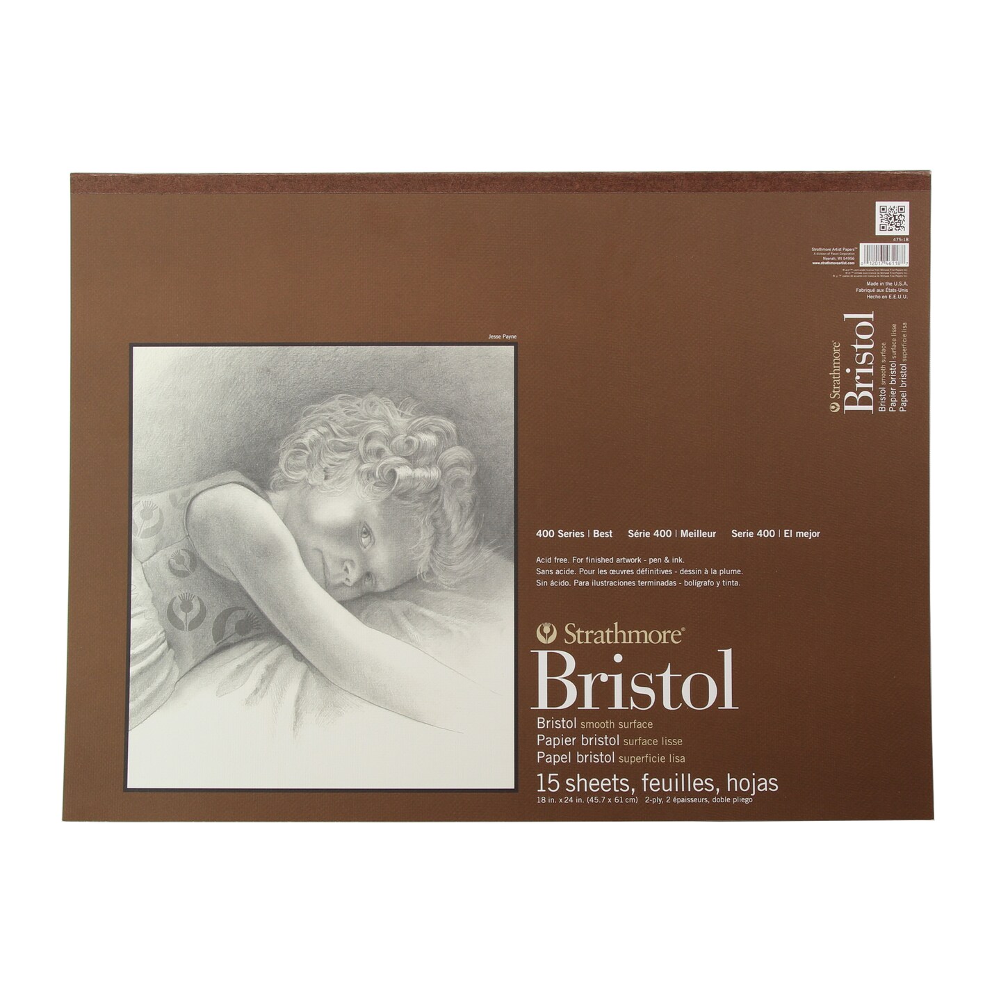 Strathmore - Bristol Paper Pad - Series 400 - Smooth - 18&#x22; x 24&#x22; - 15 Shts./Pad