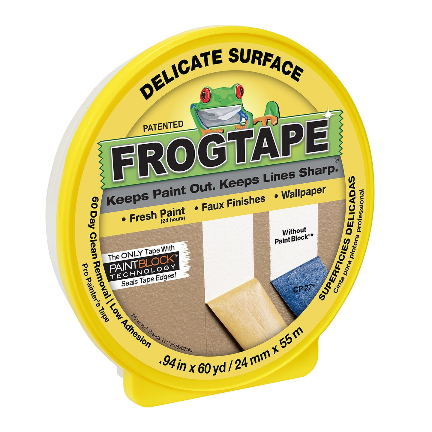 Duck Tape FrogTape Delicate-Surface Masking Tape, .94&#x22; x 60 yards