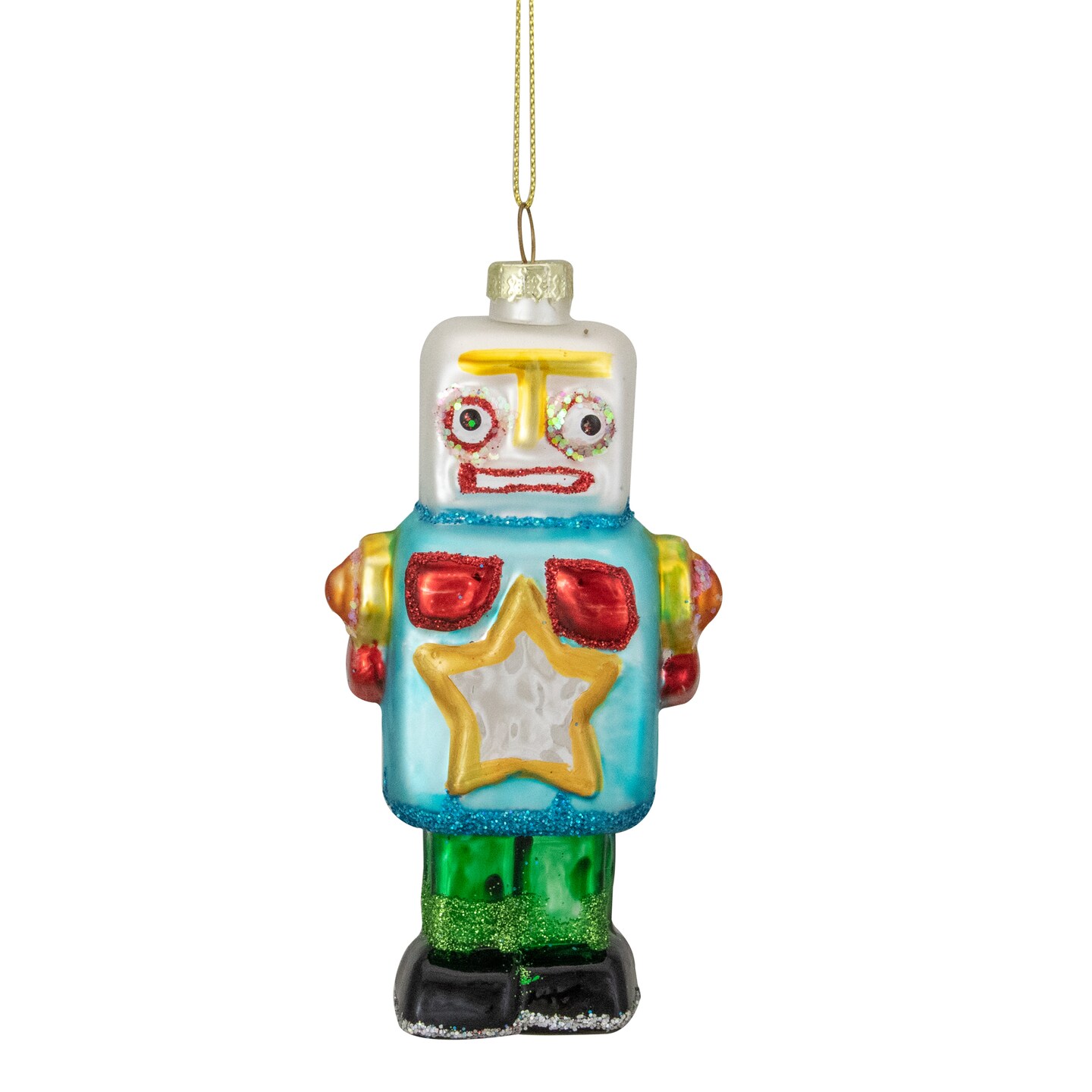 Northlight 4.75&#x22; Multi-Colored Glass Robot Christmas Ornament