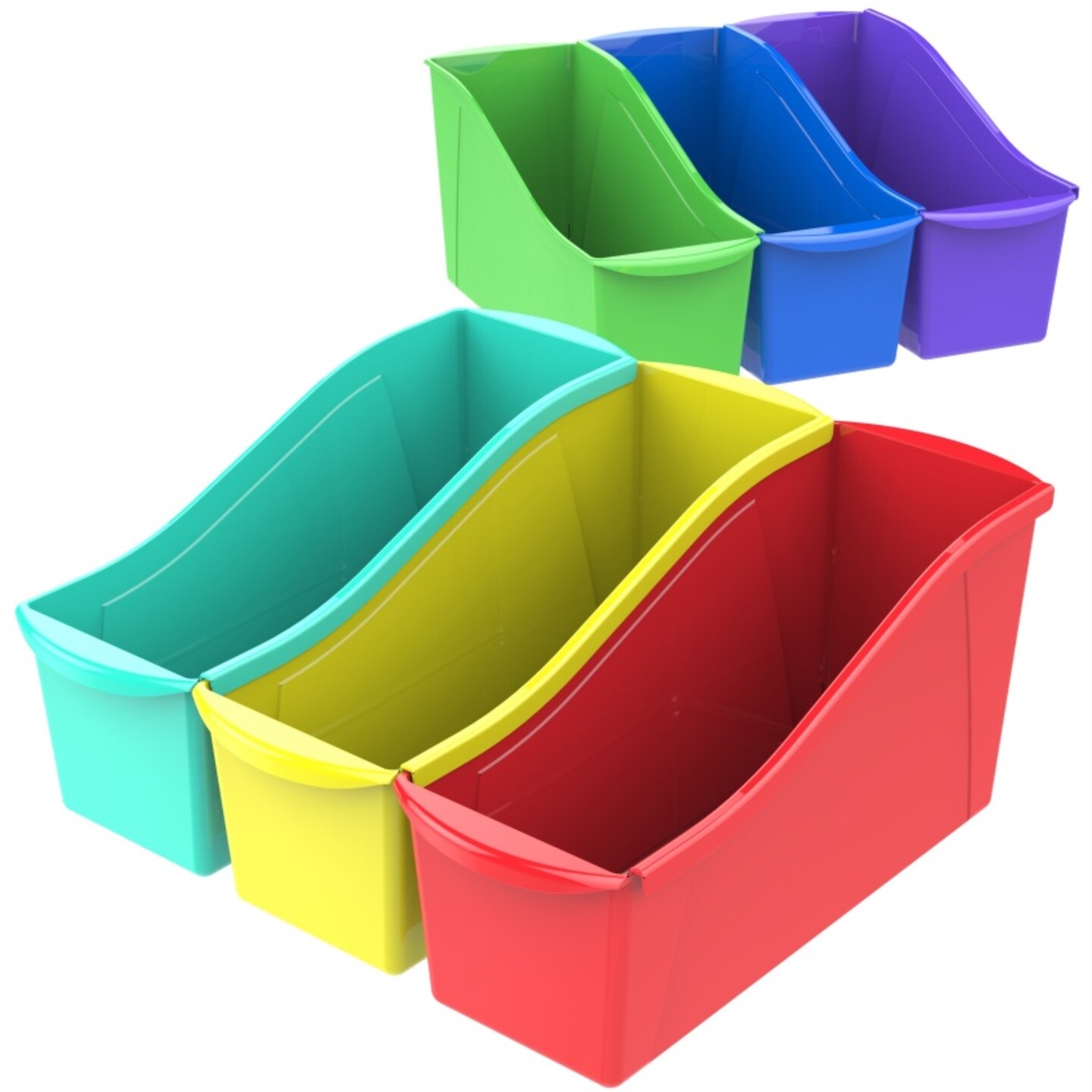 Large Book bin with front pockets, Assorted, case of 6