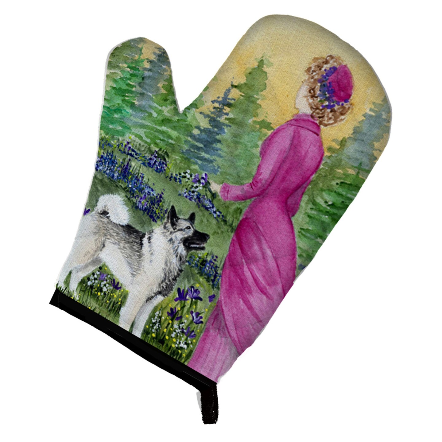 &#x22;Caroline&#x27;s Treasures SS8154OVMT Lady with Her Norwegian Elkhound Oven Mitt, 12&#x22;&#x22; by 8.5&#x22;&#x22;, Multicolor&#x22;