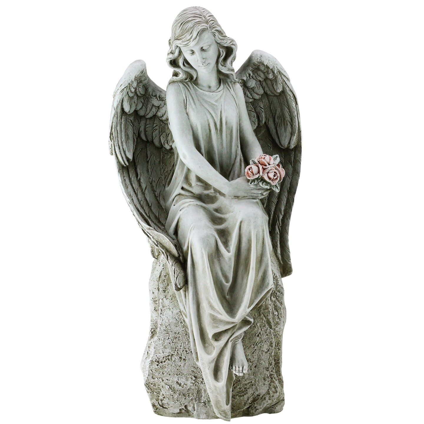 Roman Joseph&#x27;s Studio Angel with Flowers Outdoor Garden Statue - 17.75&#x22;