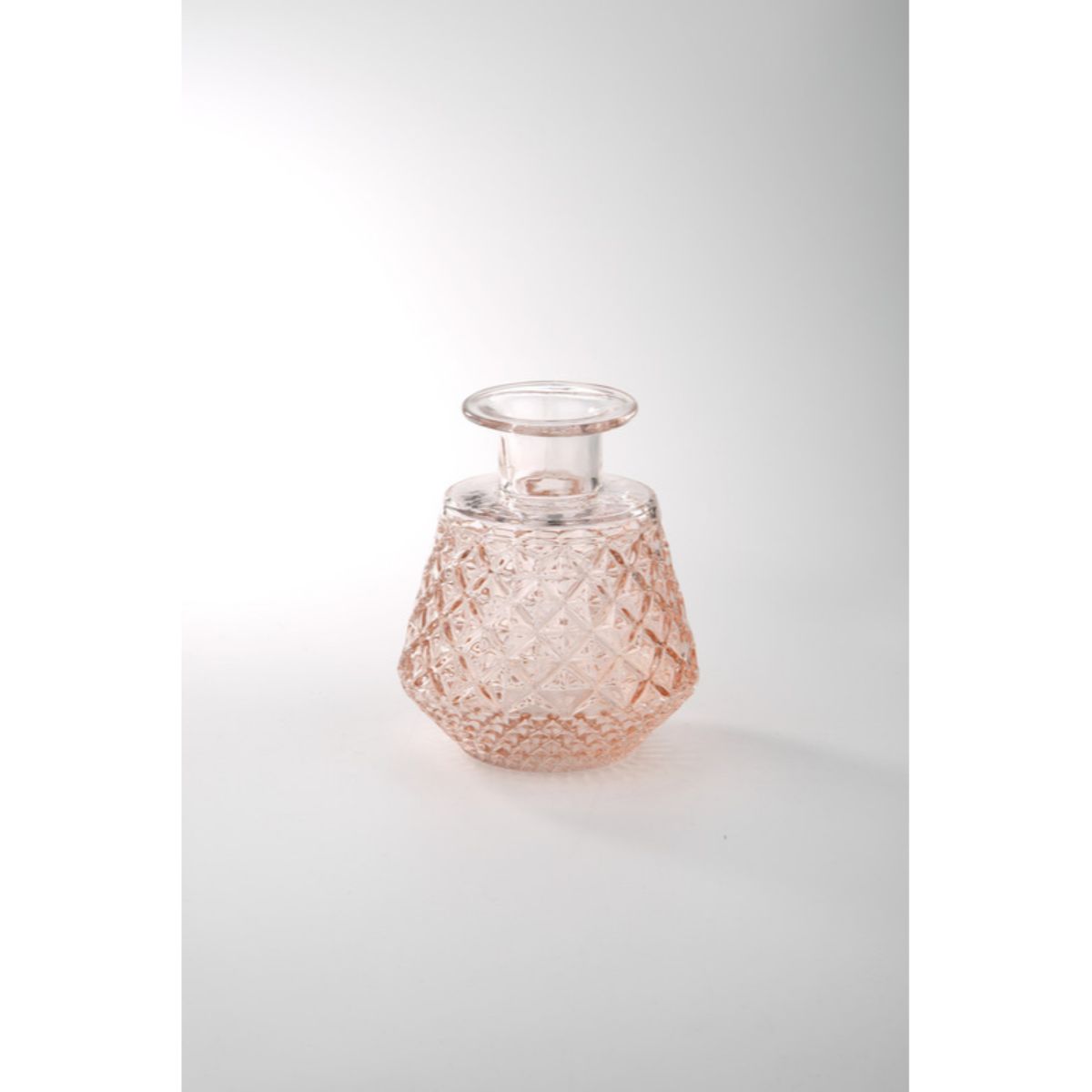 CC Home Furnishings 8&#x22; Pink and Clear Glass Vintage Embossed Decorative Bottle Vase