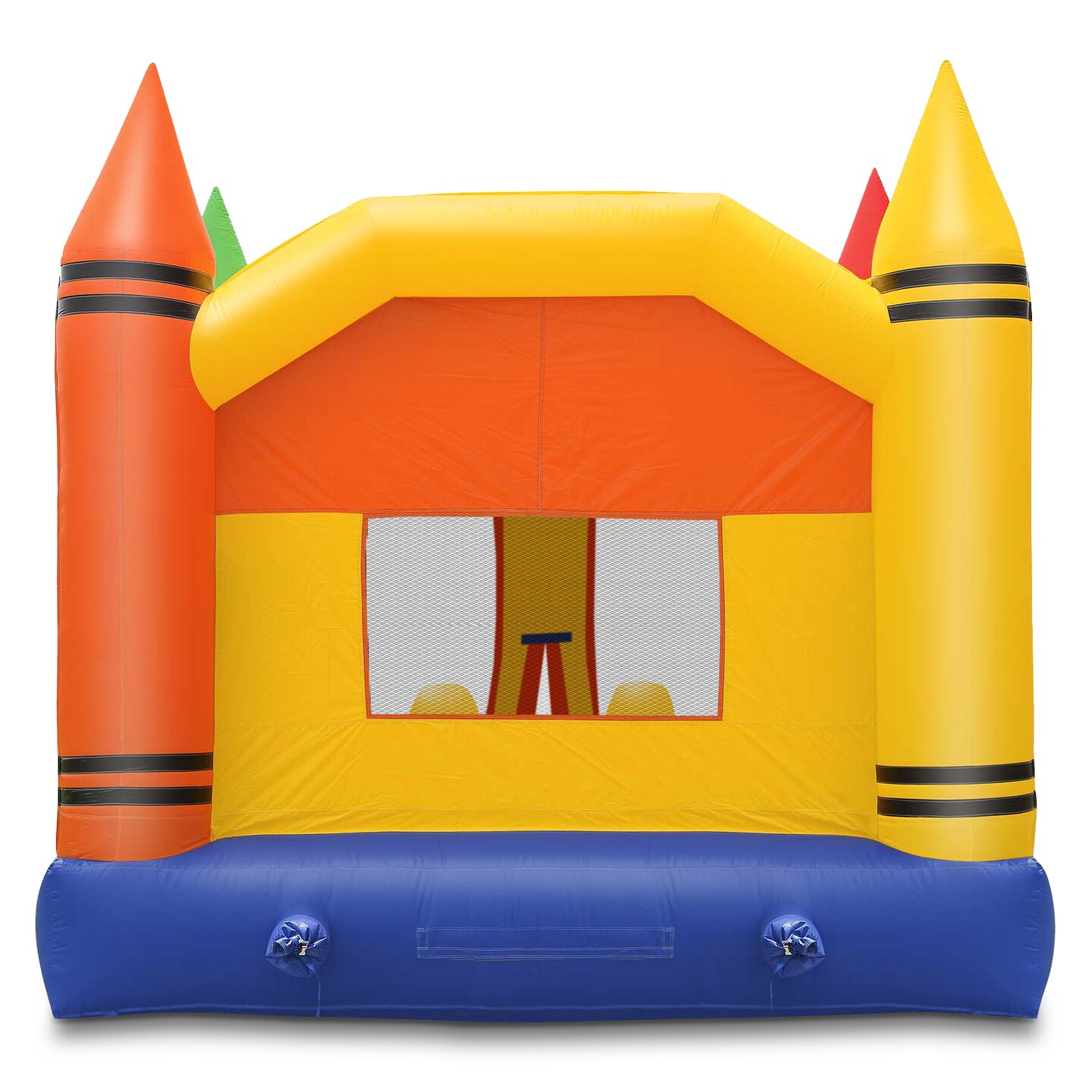 Cloud 9 Commercial Grade Crayon Castle Bounce House with Built-in Roof and Emergency Escape Hatch for Safety - 100% PVC 17&#x27; x 13&#x27; Bouncer - Inflatable Only