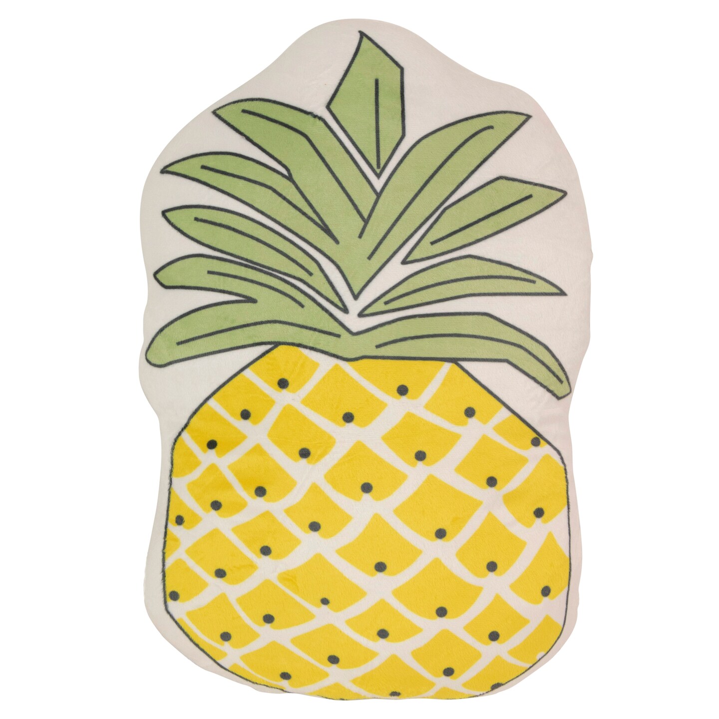 Northlight 18&#x22; Green and Yellow Pineapple Shaped Plush Fleece Throw Pillow