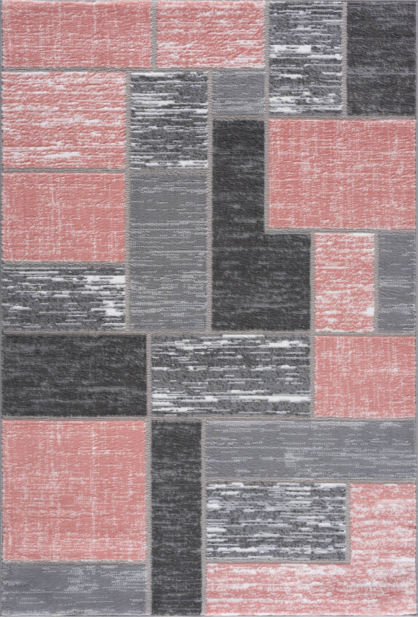 L'baiet Rectangle Verena Pink Geometric 2 ft. x 3 ft. Scatter Area Rug