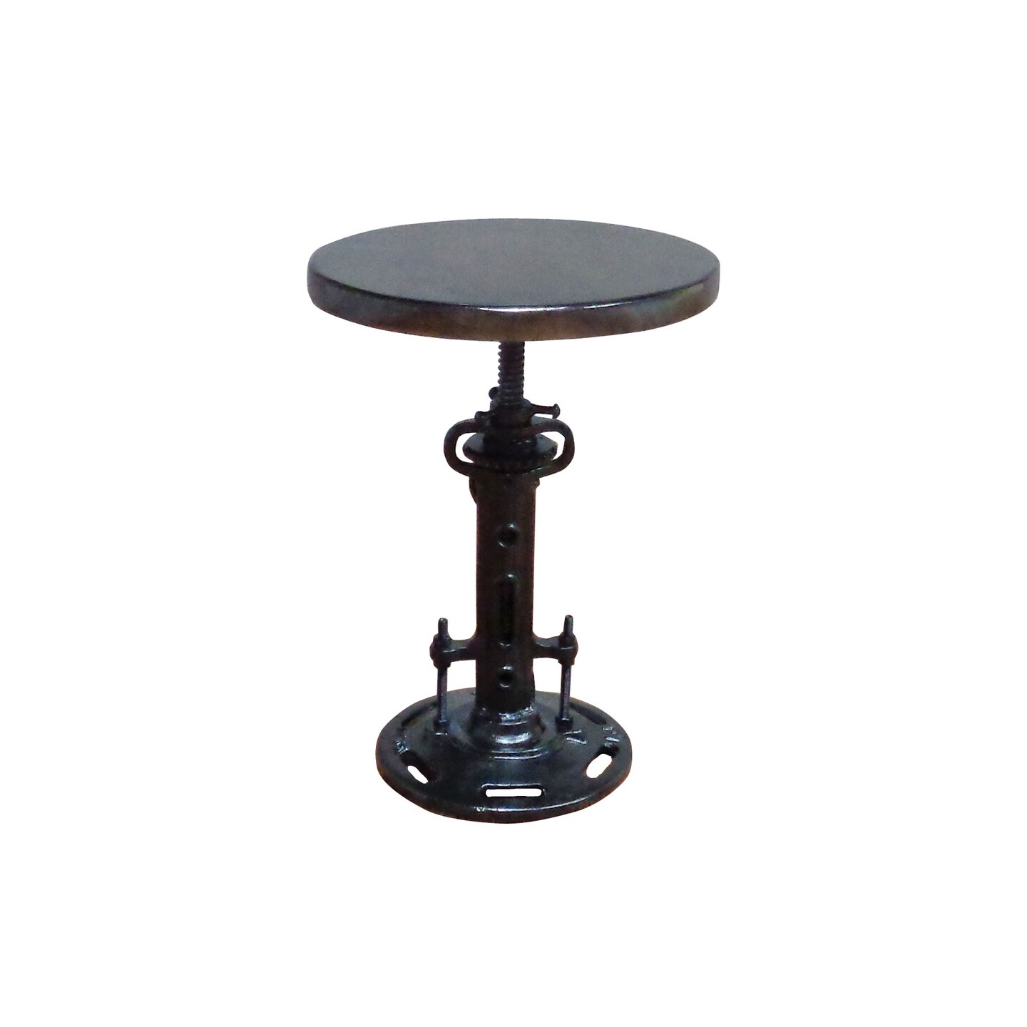 Laddha Home Designs 14" Black and Walnut Brown Industrial Style Mango Wood Stool