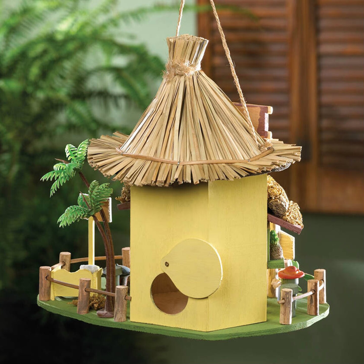 Songbird Valley Home Decorative Tiki Hut Bar Thatched-Roof Bird House