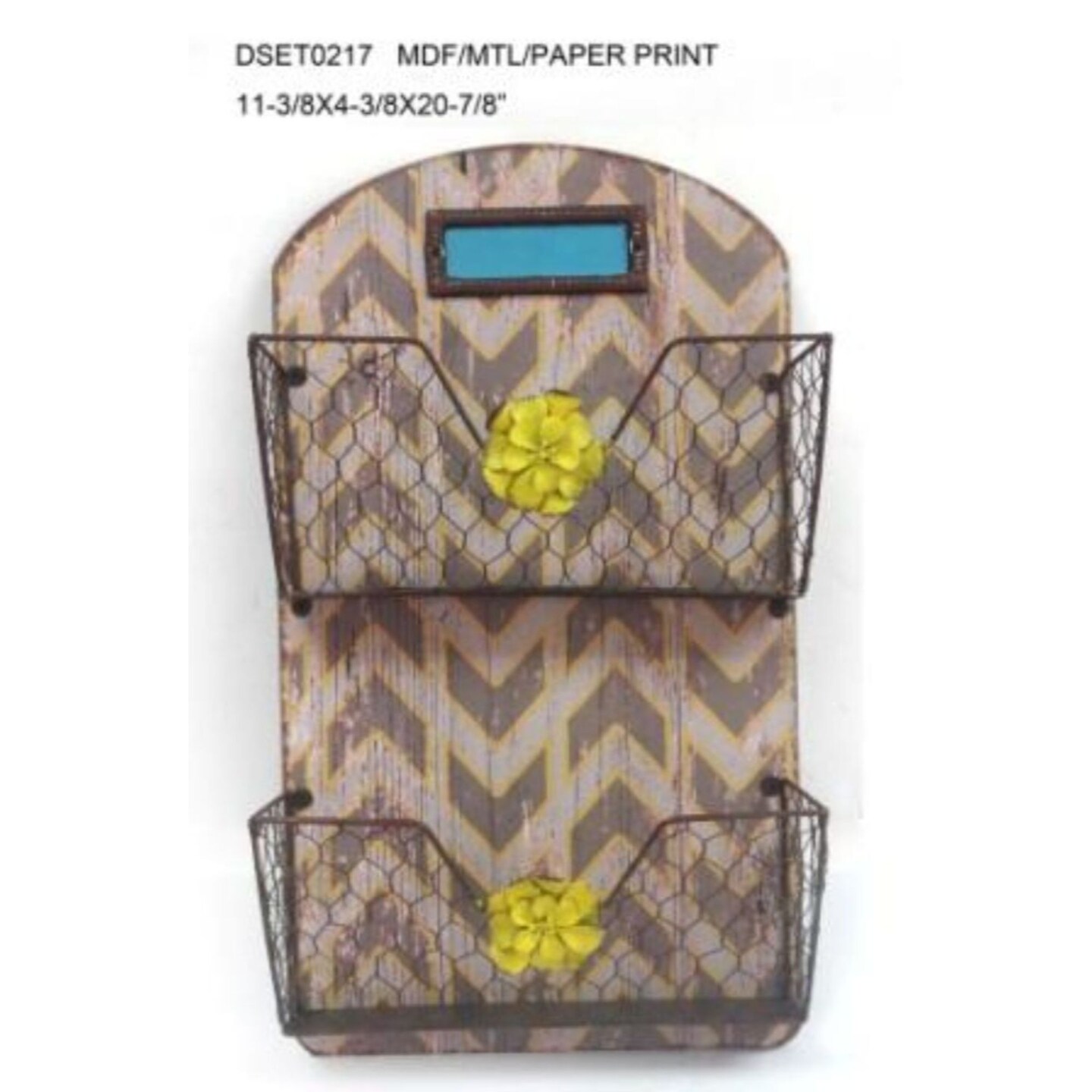 Contemporary Home Living 20.75&#x22; Black and Blue Floral Double Rack Magazine Holder