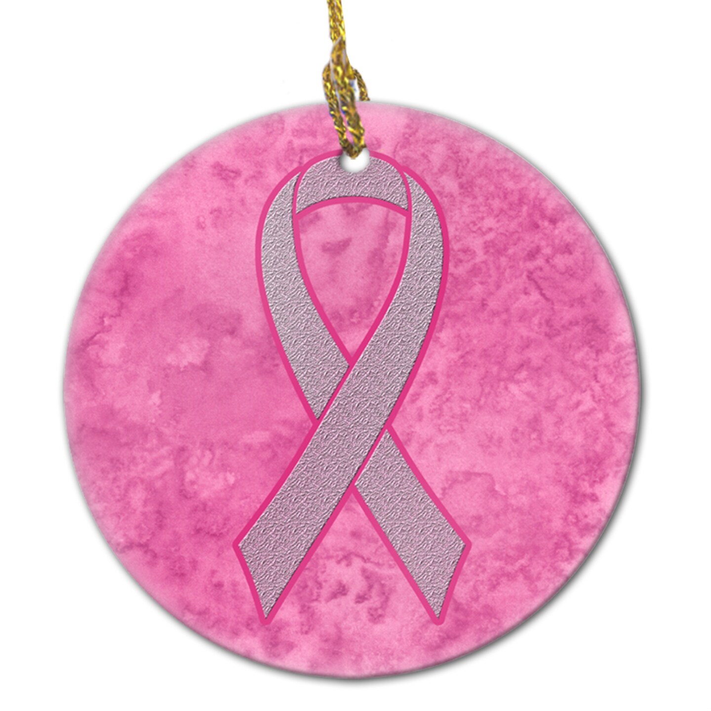 Pink Ribbon for Breast Cancer Awareness Ceramic Ornament AN1205CO1