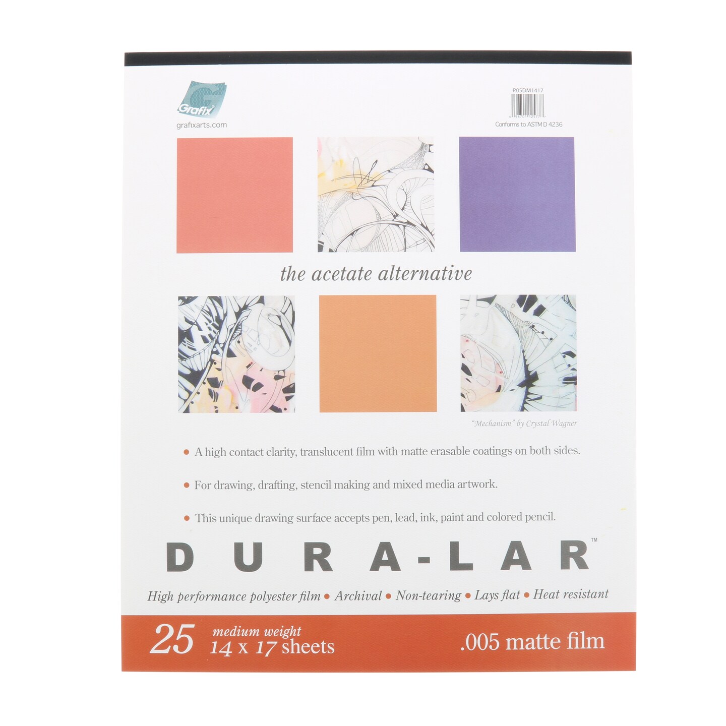 Grafix Dura-Lar Pad, 25 Sheets, .005mm, Matte, 14&#x22; x 17&#x22;