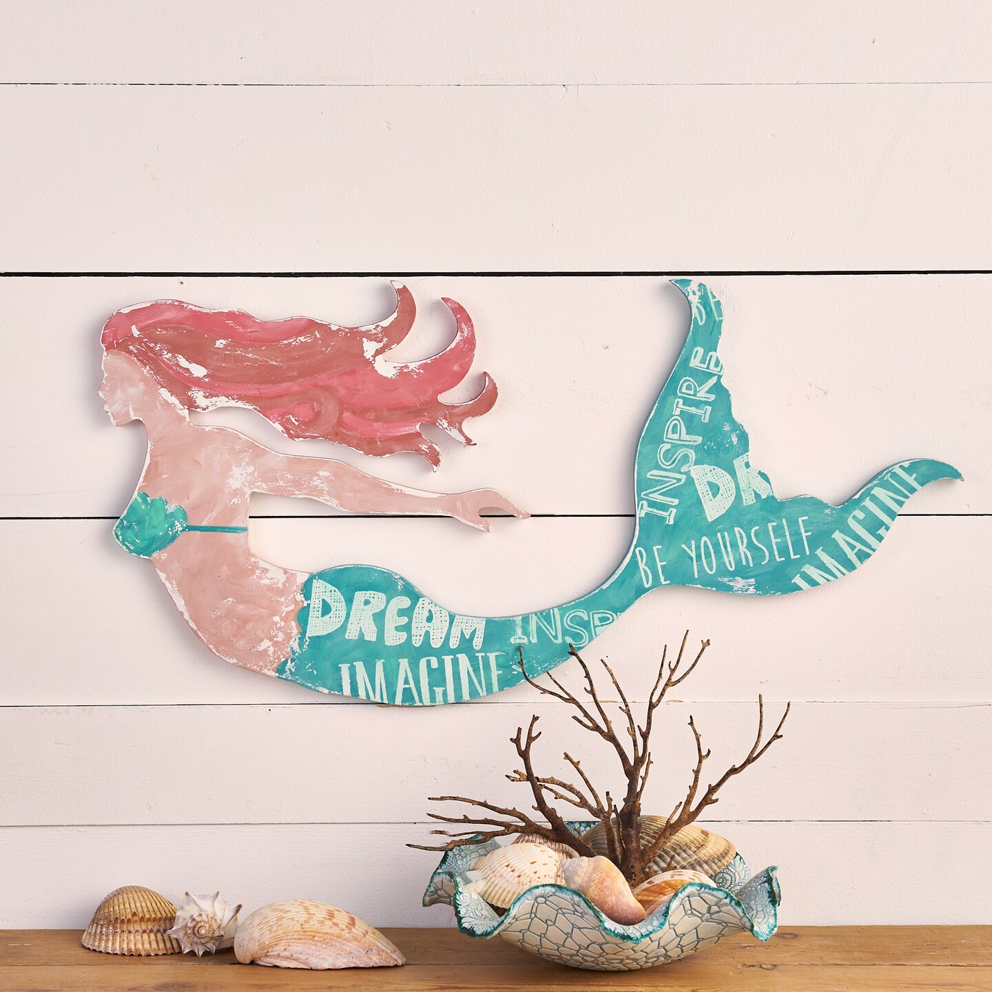 25 in. Unfinished Wooden Mermaid
