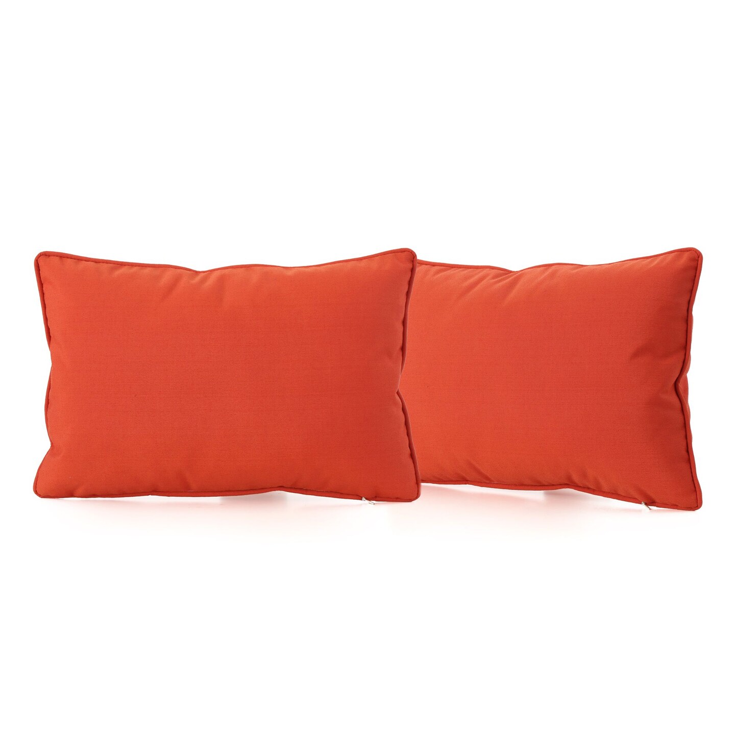 Contemporary Home Living Set of 2 Tangerine Orange Solid Rectangular Outdoor Throw Pillows 18.5&#x22;