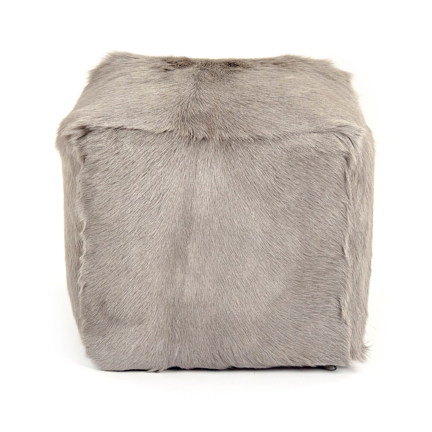Zentique 22&#x22; White Solid Tibetan Goat Fur Square Ottoman Pouf