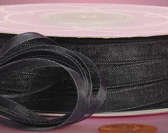The Ribbon People Jet Black Solid Woven Edge Craft Ribbon 1" x 60 Yards