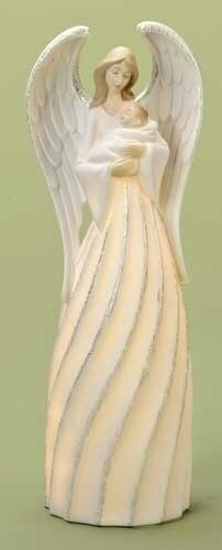Roman 10" White and Beige Angel with Baby Jesus Christmas Nativity Figurine