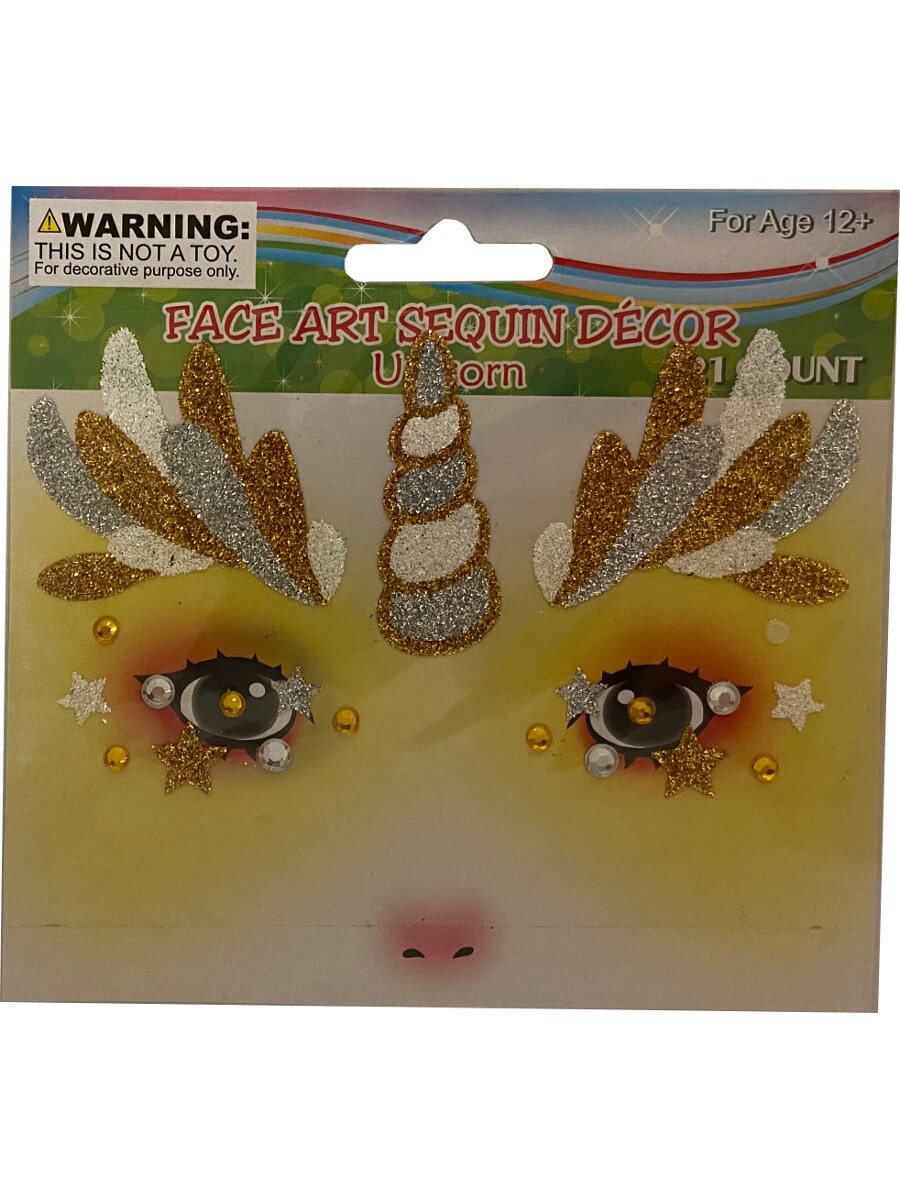 Face Art Gold Unicorn Gems And Face Stickers Costume Accessory