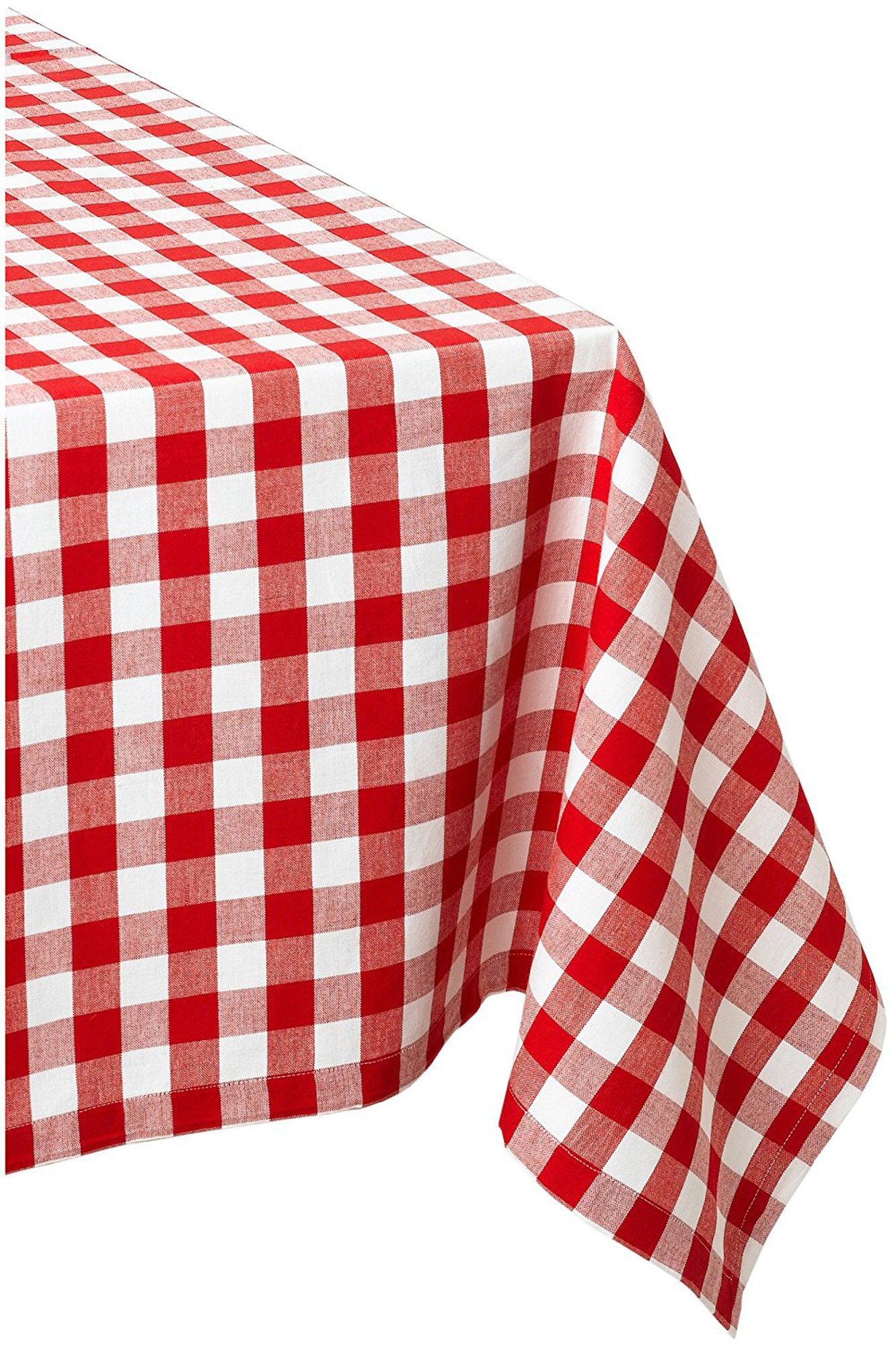 CC Home Furnishings Red and White Checkered Pattern Square Tablecloth 52&#x22;