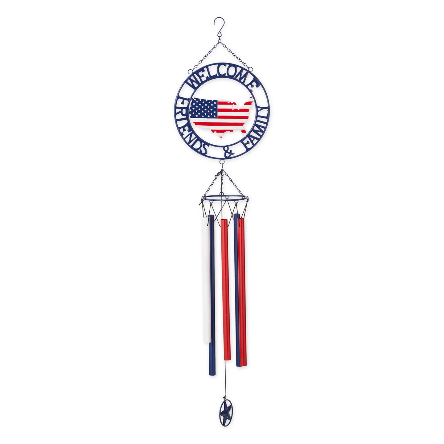 Accent Plus Home Decorative Welcome Friends & Family Patriotic Wind Chimes