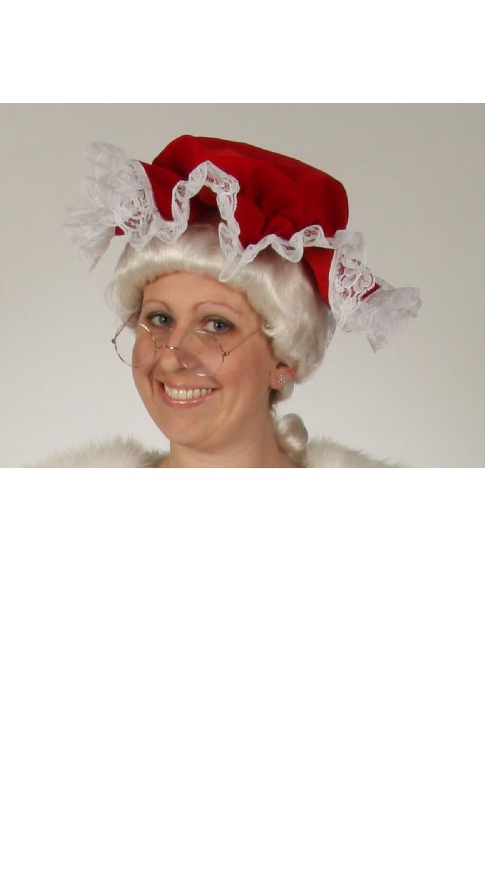 The Costume Center Regal Red Velvet Mop Hat with Lace Trim &#x2013; One Size Fits Most