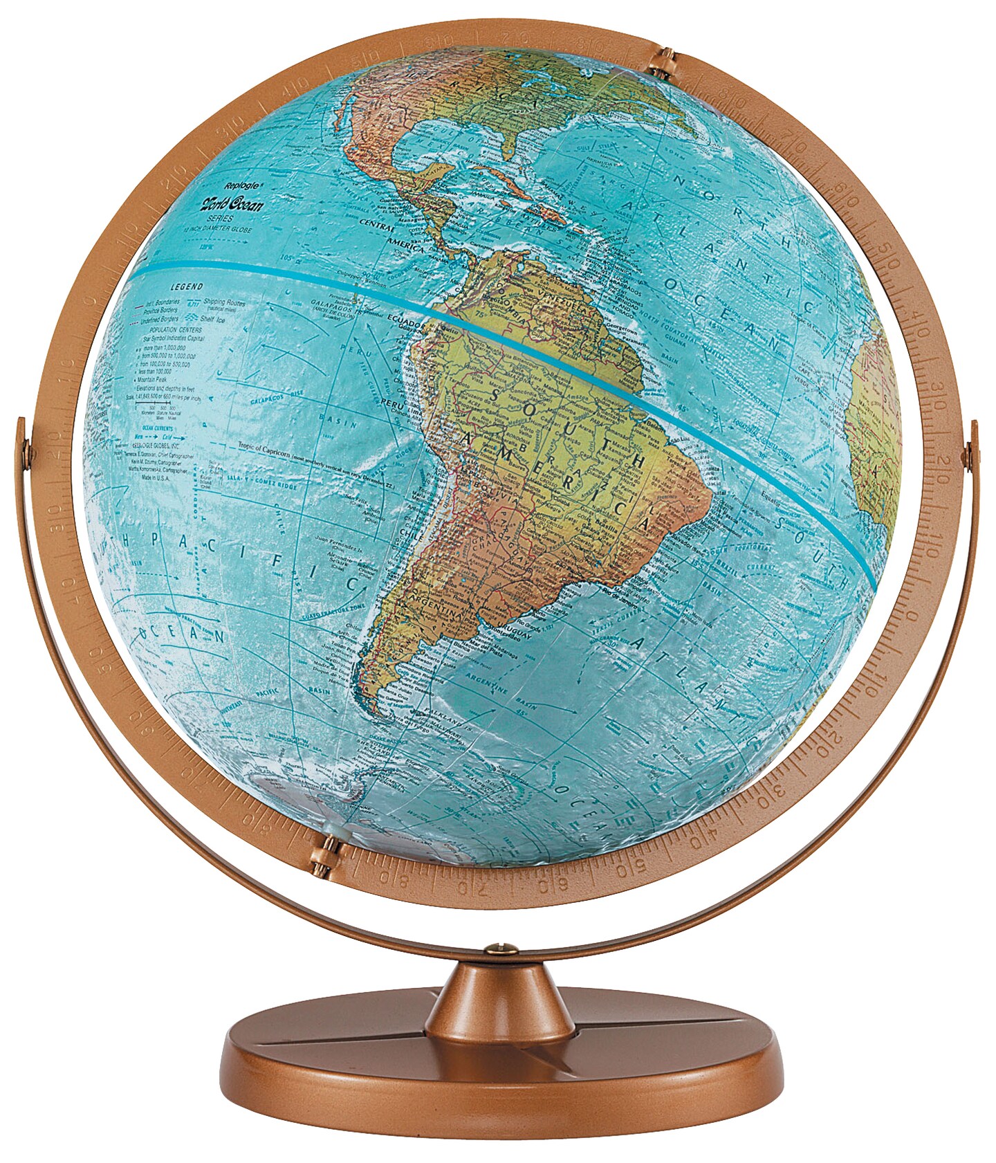 Atlantis 12" Diameter Blue Ocean World Globe with Full Meridian