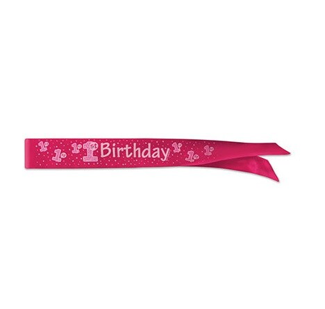 Party Central Pack of 6 Hot Pink Baby Girl 1st Birthday Party Sash