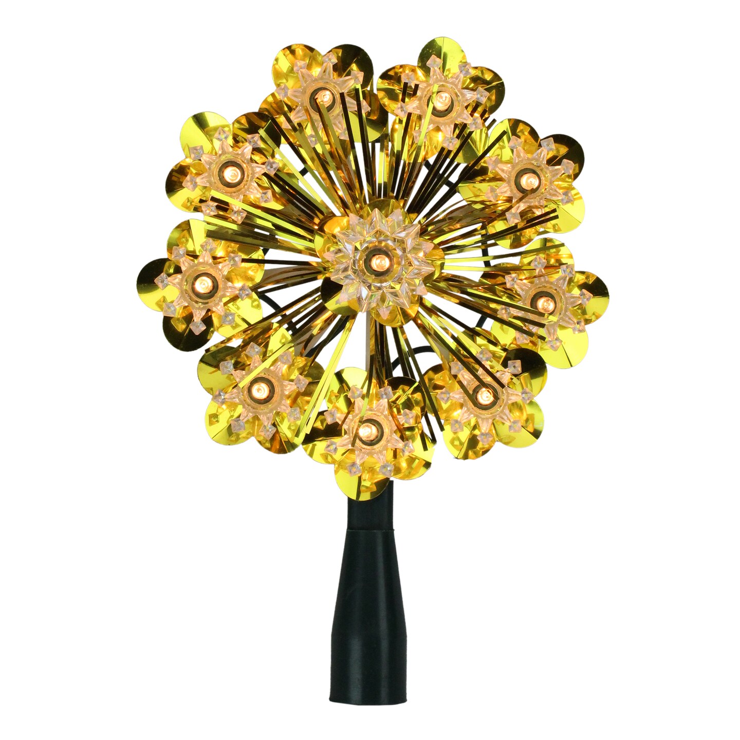Northlight 5.5&#x22; Gold Snowflake Starburst Christmas Tree Topper - Clear Lights