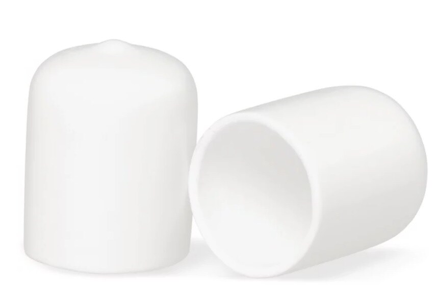 Window Wonder 3/4" Round White Vinyl End Cap Pipe Rubber Cover - 50 count