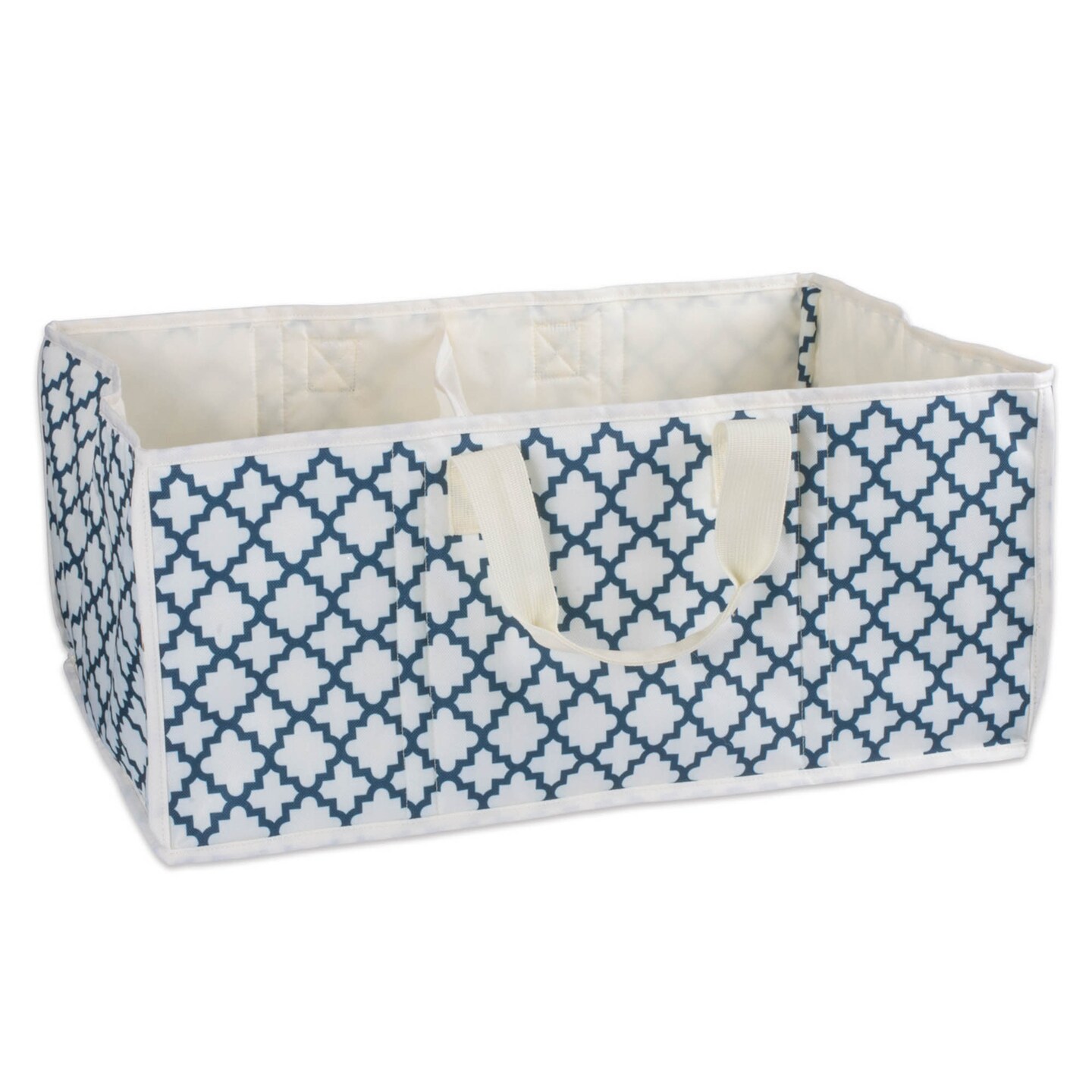 Contemporary Home Living 21&#x22; White and Blue Multi-purpose Tote Bag