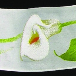 The Ribbon People White and Green Calla Lily Wired Craft Ribbon 1.5&#x22; x 27 Yards