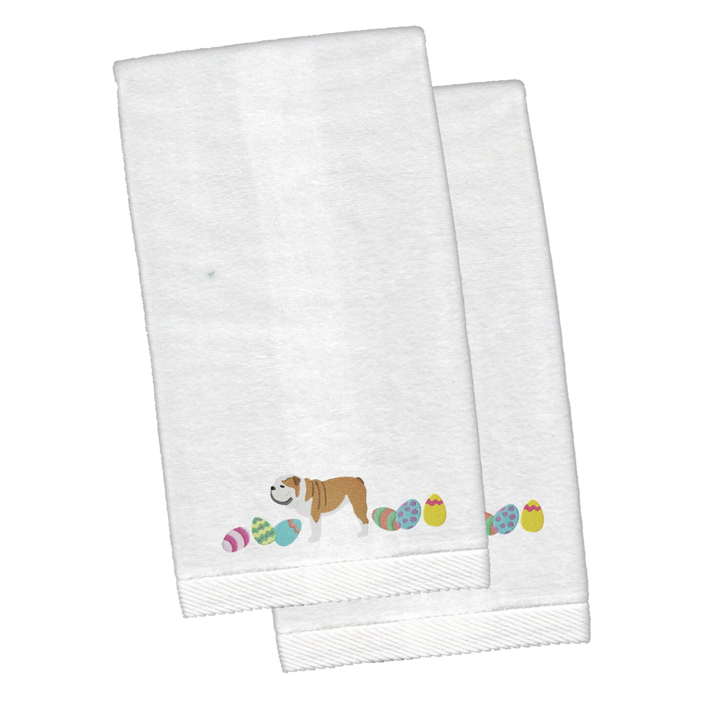 &#x22;Caroline&#x27;s Treasures English Bulldog Easter Emboidered Hand Towels, 26hx16w, Multicolor&#x22;