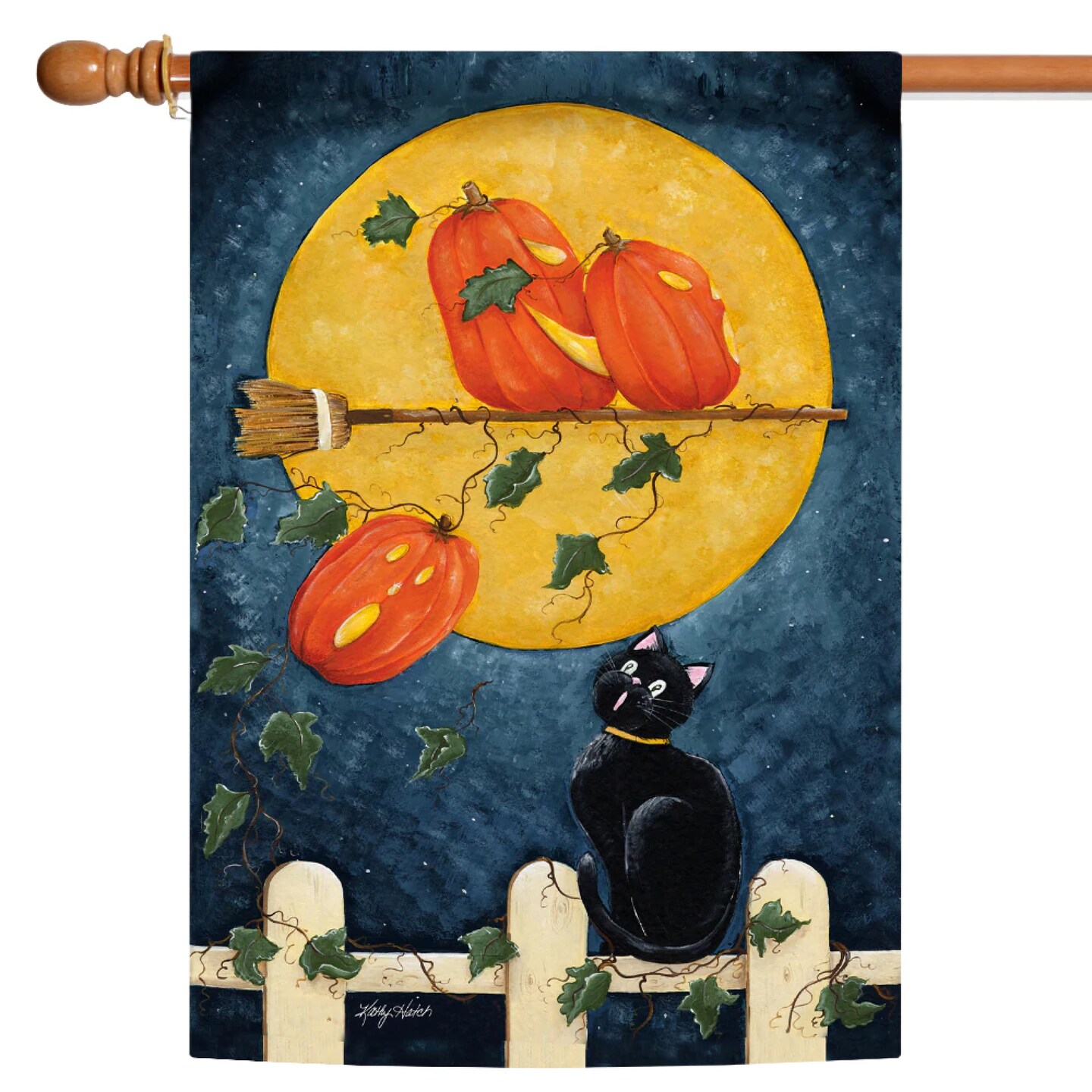 Toland Home Garden Halloween Scardey Cat Rectangular Outdoor House Flag 40&#x22; x 28&#x22;