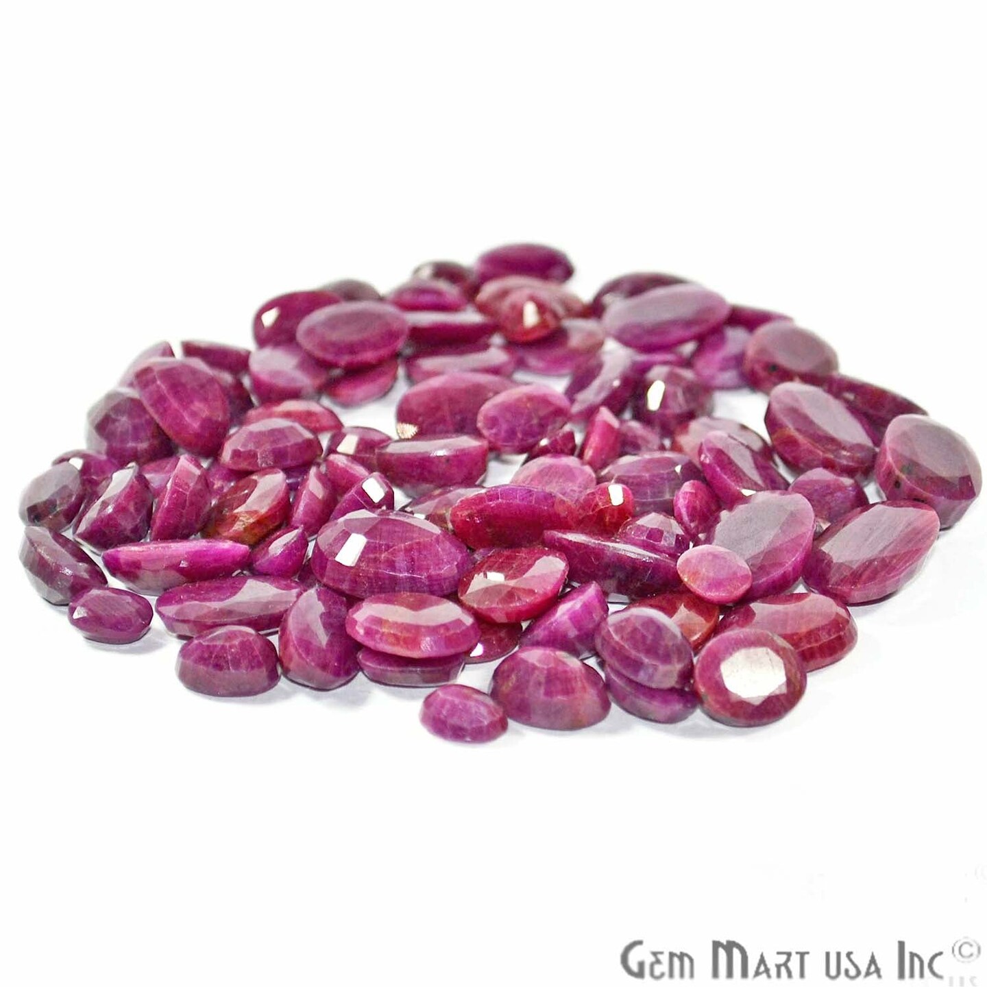Ruby Gemstone, 100% Natural Faceted Loose Gems, July Birthstone, 6-10mm, 100 Carats, GemMartUSA (RB-60003)