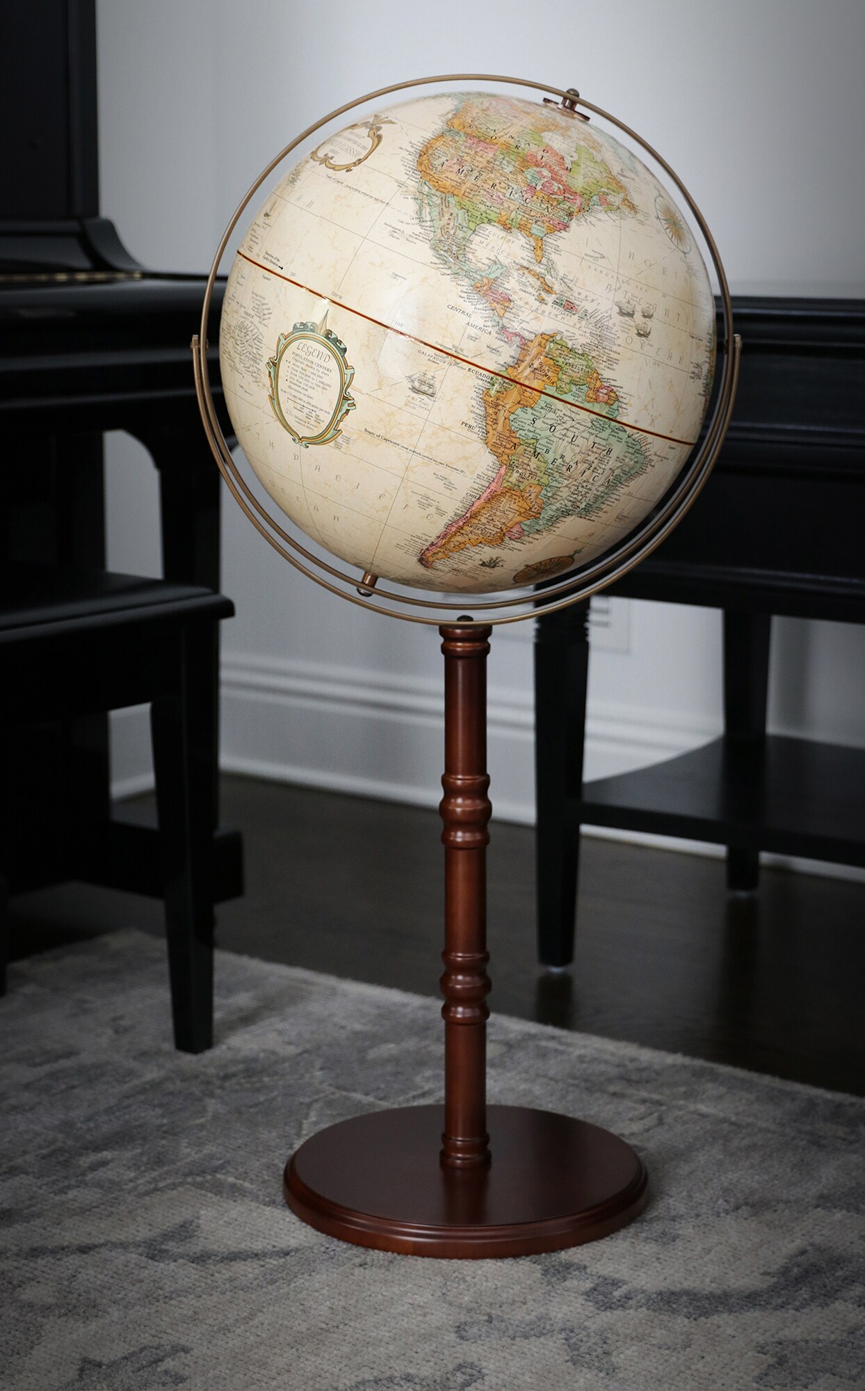 The Commander II 16" Diameter Floor Standing World Globe
