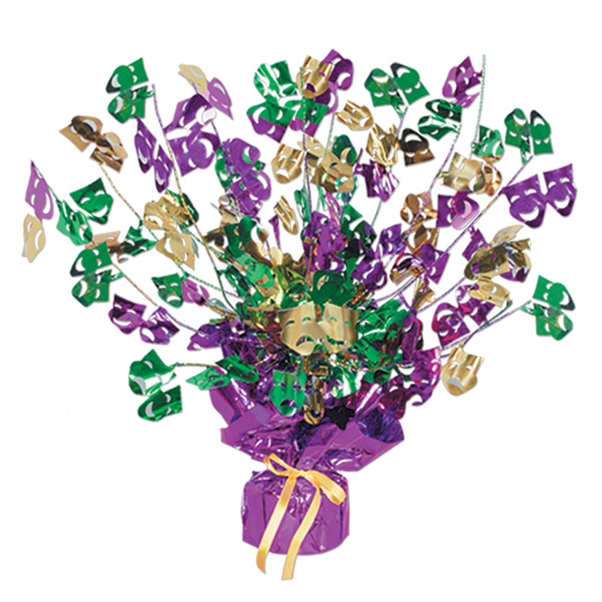 Party Central Club Pack of 12 Purple and Gold Gleam &#x27;N Burst Mardi Gras Centerpieces 15&#x22;