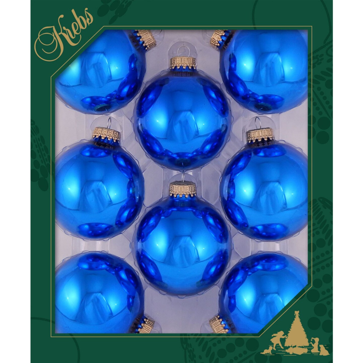 Christmas by Krebs 8ct Classic Blue Shiny Glass Christmas Ball