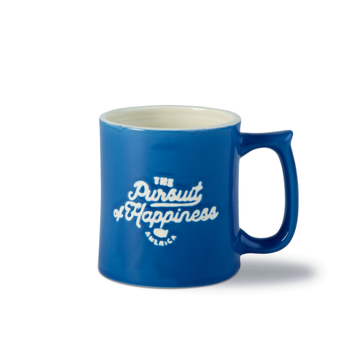 Pursuit Of Happiness Ceramic Mug 14oz Blue July 4th Drinkware Safe for Dishware 3.38inH x 4.53inL