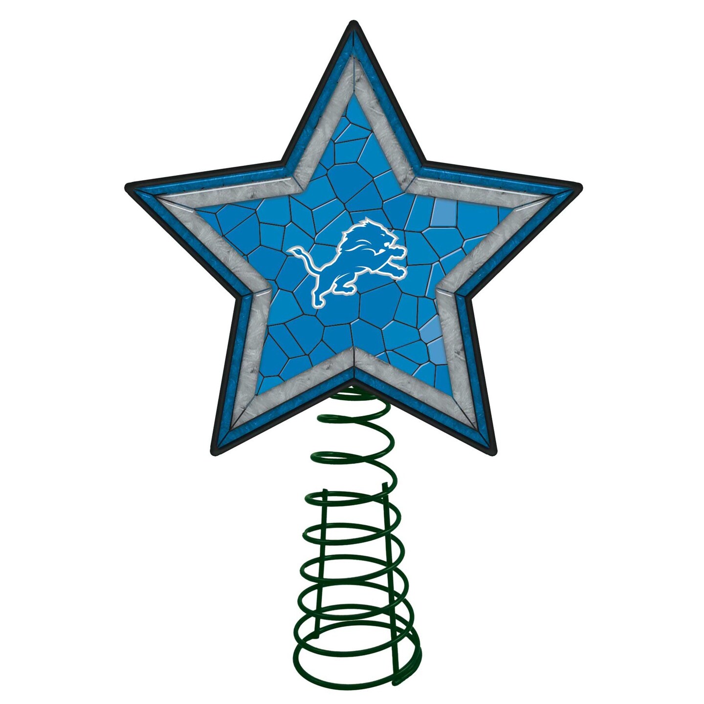 The Memory Company 10" Lighted Blue and Gray Star NFL Detroit Lions Christmas Tree Topper