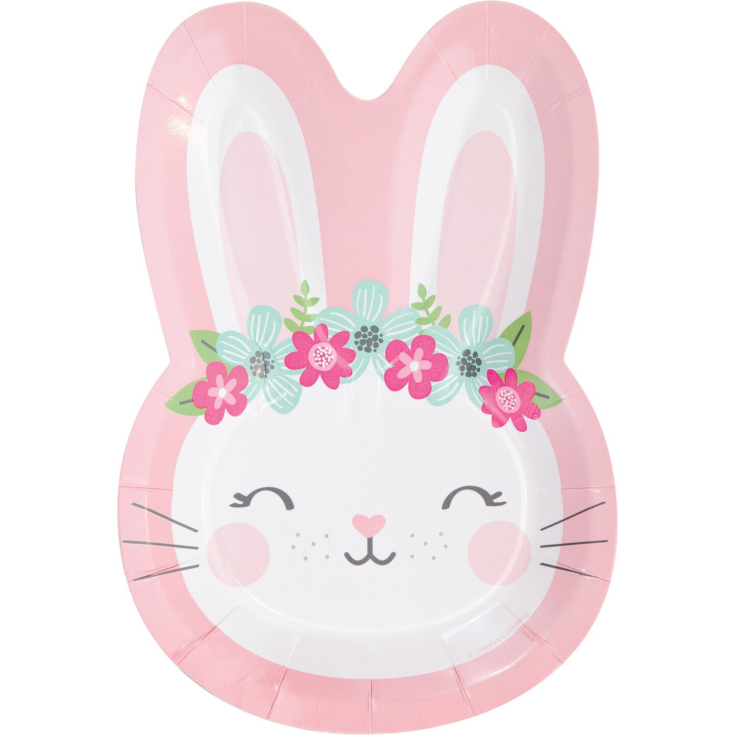 Party Central Club Pack of 96 Pink and White Easter Bunny Themed Dinner Plates 8.75&#x22;