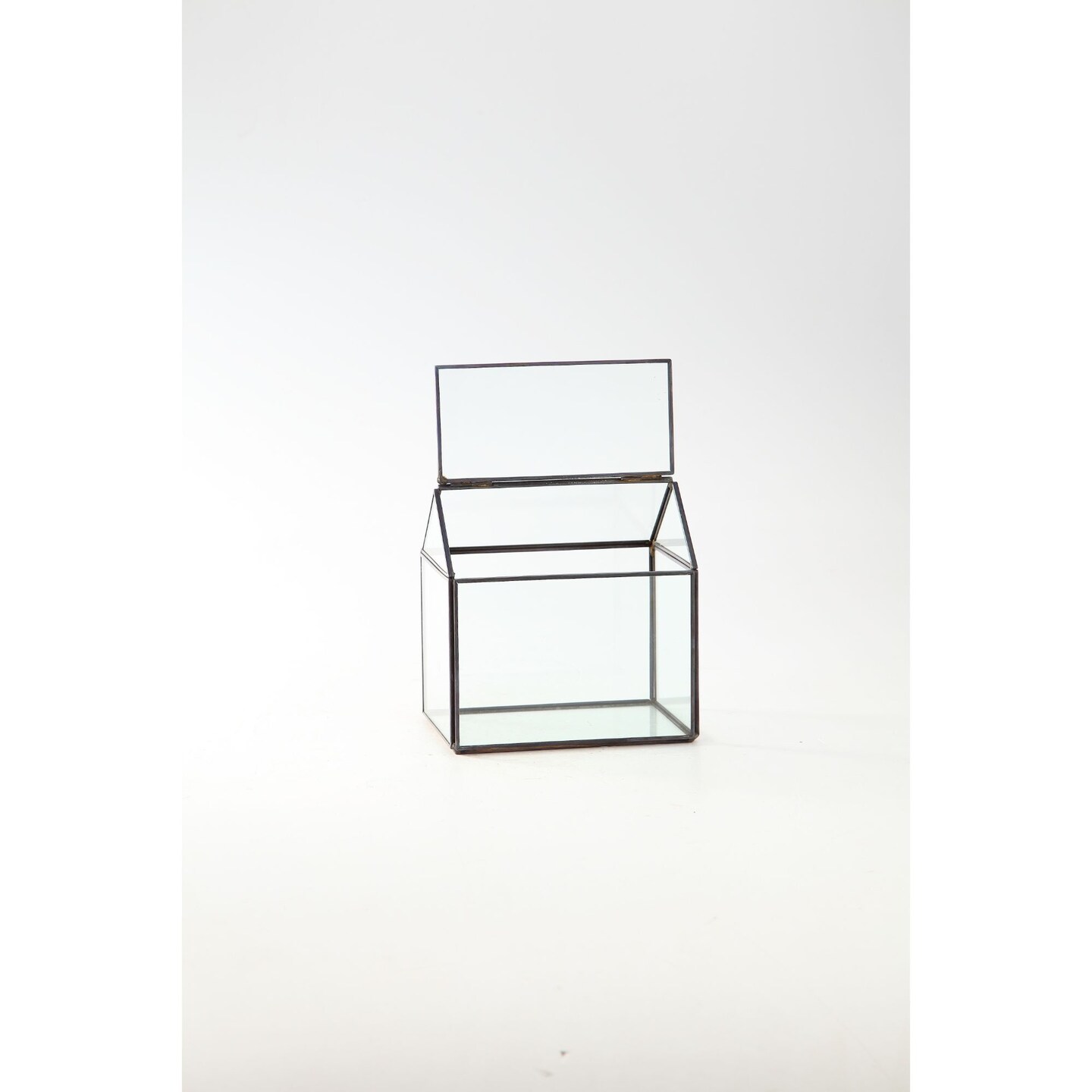 CC Home Furnishings Geometric Hand Blown Glass Terrariums with Hinged ...