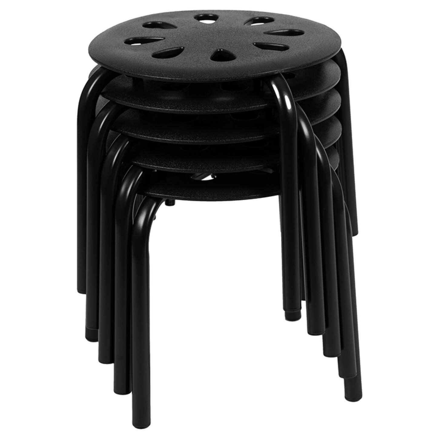 Flash Furniture Set of 5 Black Contemporary Round Stackable Nesting ...