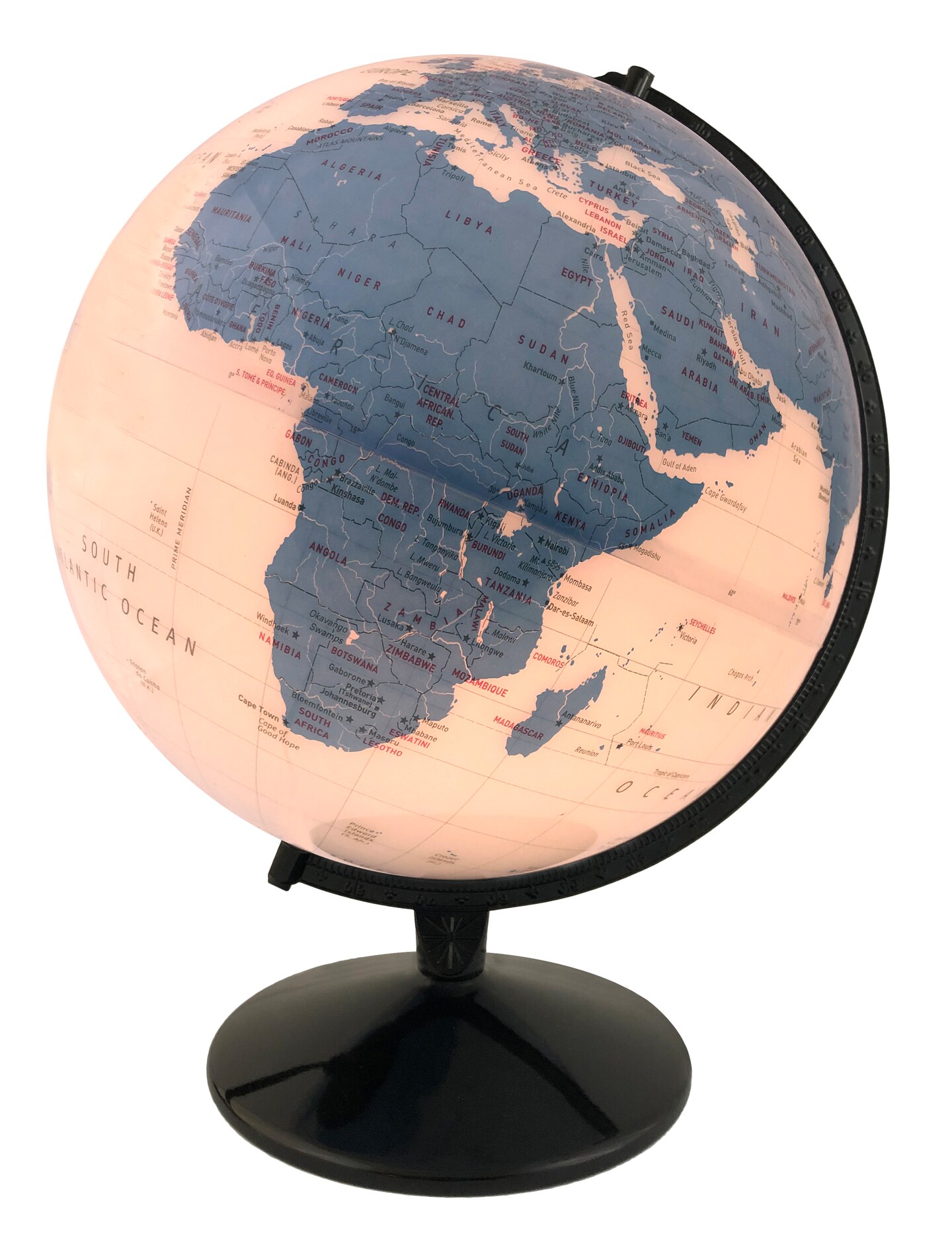 12" Diameter Kristian Remote Control Color Changing Illuminated World Globe