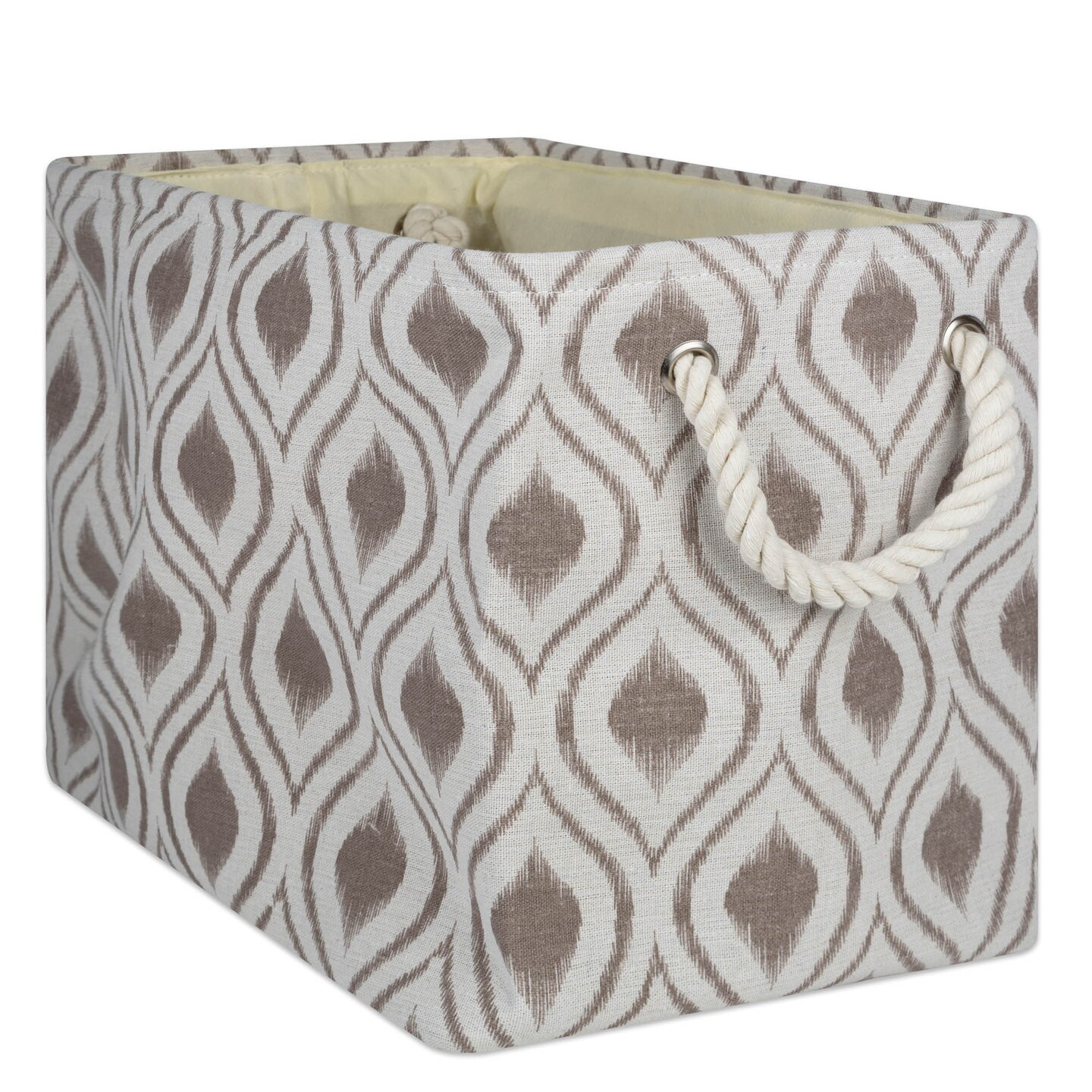 Contemporary Home Living 17.5" Brown and White Ikat Design Rectangular Large Storage Basket