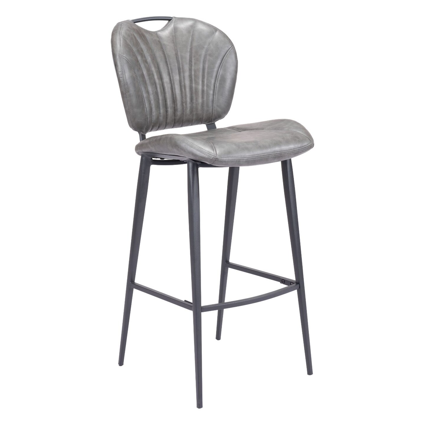 Modern Home 43.75&#x22; Gray and Black Vintage Upholstered Bar Chair