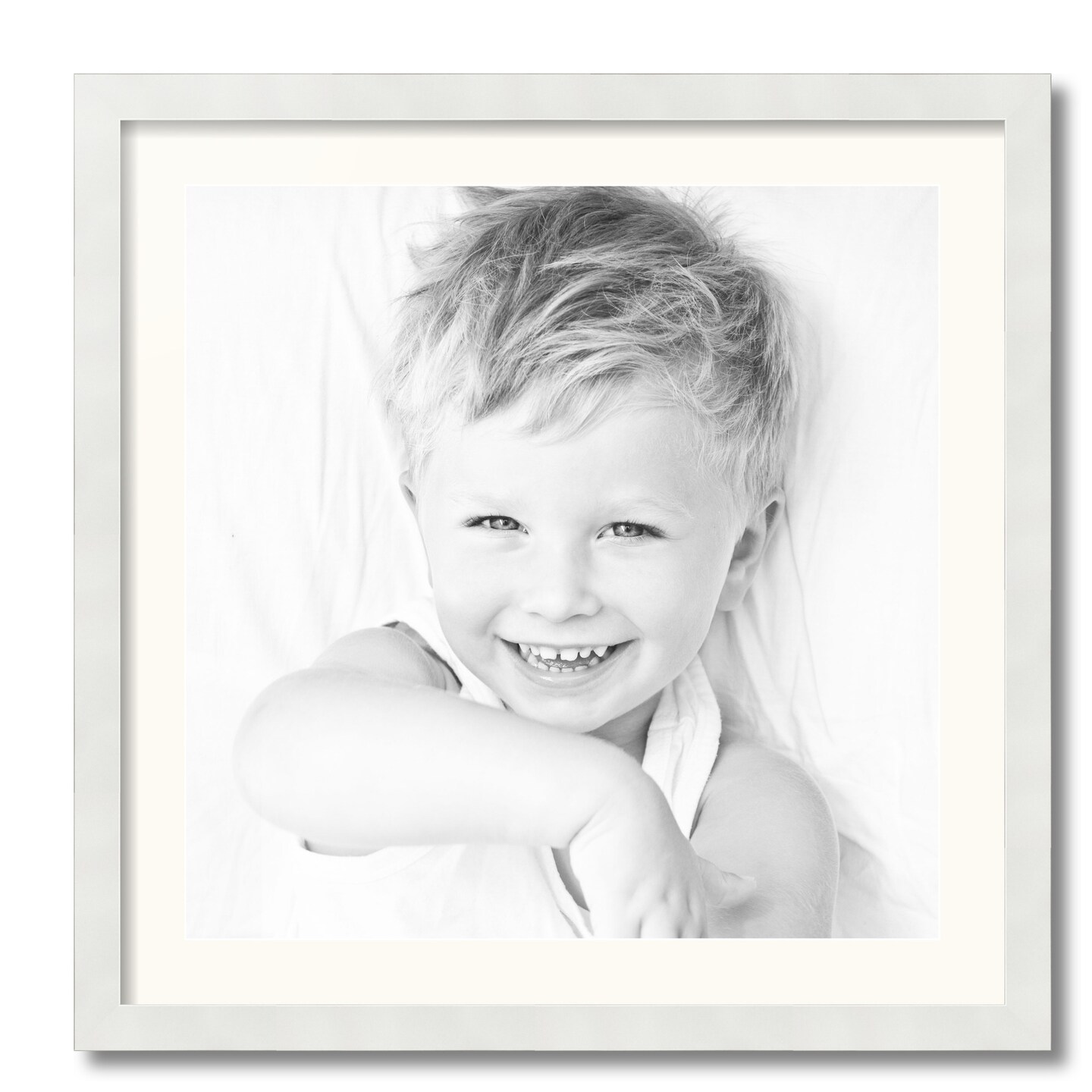 ArtToFrames 24x24&#x22; Matted Picture Frame with 20x20&#x22; Single Mat Photo Opening Framed in 1.25&#x22; White and 2&#x22; Mat (FWM-3966-24x24)