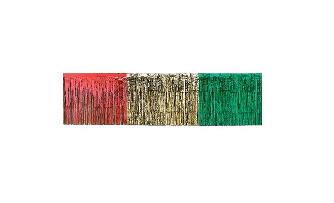 Beistle Pack of 6 Red, Gold and Green 1-Ply Hanging Metallic Table Skirt Decorations 14'