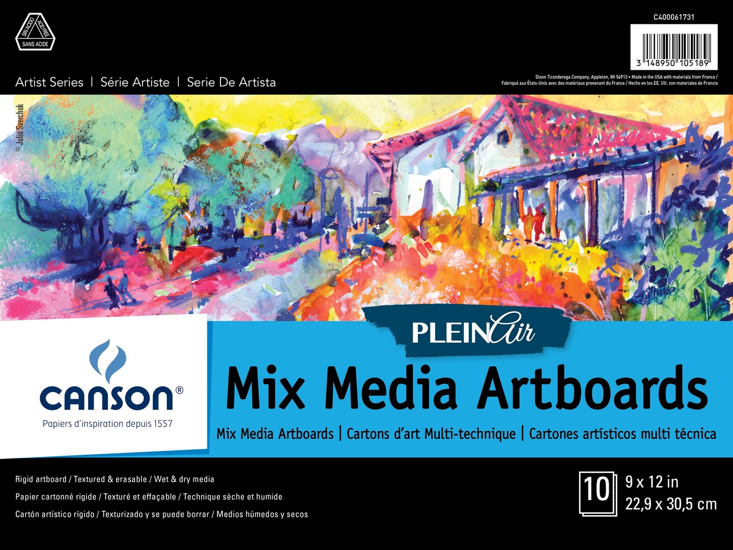 Canson Artist Series Plain Air Mixed Media Artboards 9"X12"-10 Boards