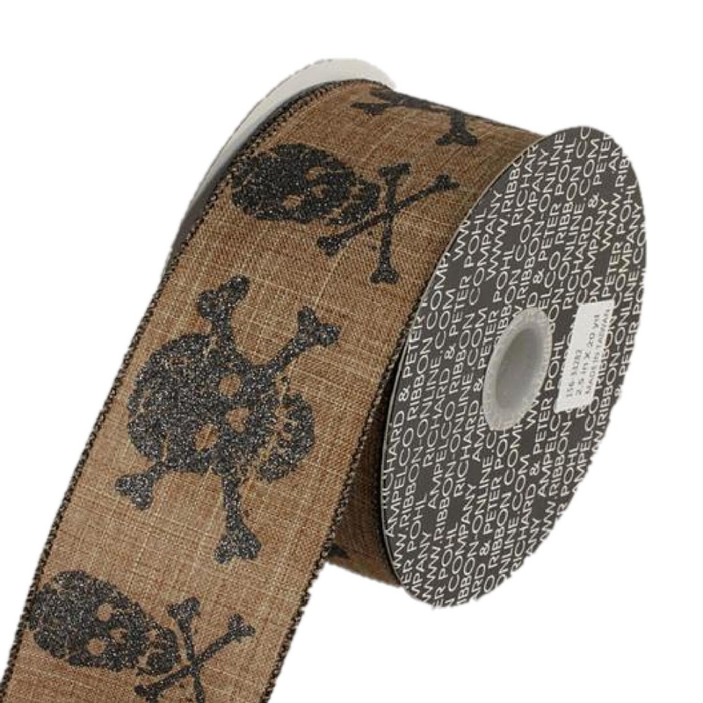 The Ribbon People Black and Brown Skulls Wired Craft Ribbon 2.5&#x22; x 20 Yards